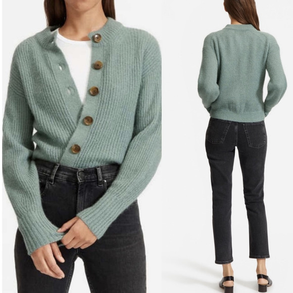 Everlane Sweaters - Everlane Cropped Alpaca Button Up Sweater Cardigan Green Women's Size Medium